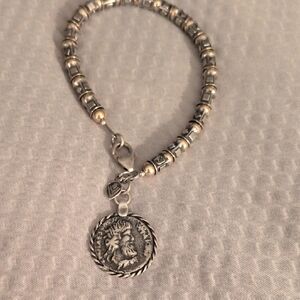Silpada Two-Tone Beaded Bracelet with Medallion